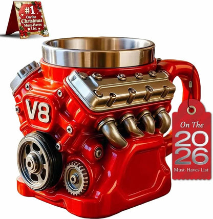 Retro V8 Motor Mok voor Autofans