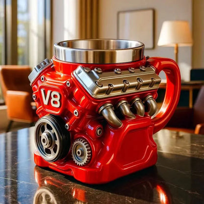 Retro V8 Motor Mok voor Autofans