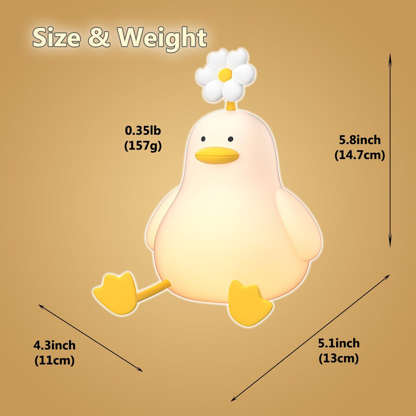 Kawaii Bloem Eend LED Squishy Nachtlampje Voor Cadeau USB Oplaadbare Eend Lamp