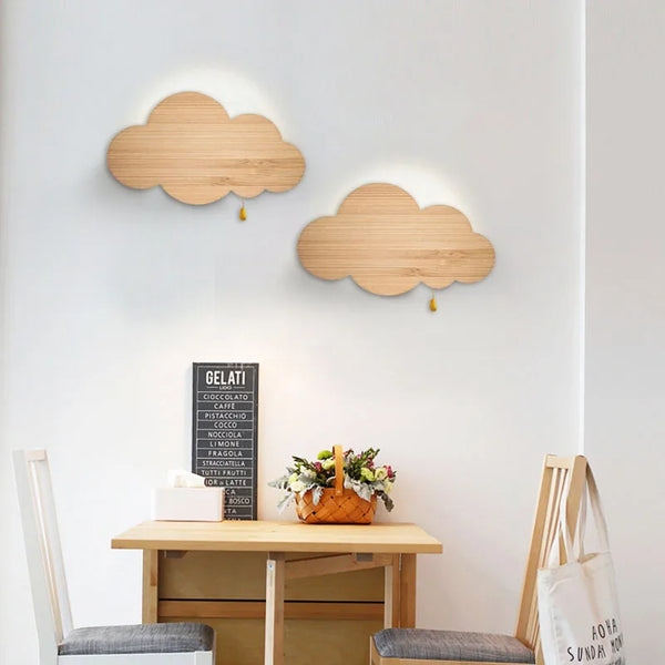 Houten Wolk LED Wandlamp Sfeervol