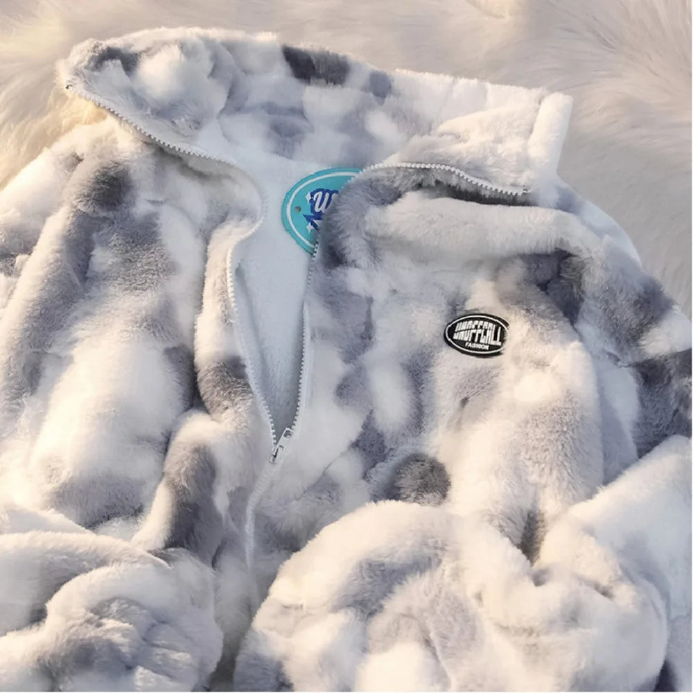 Pluche Tie-Dye Winterjas