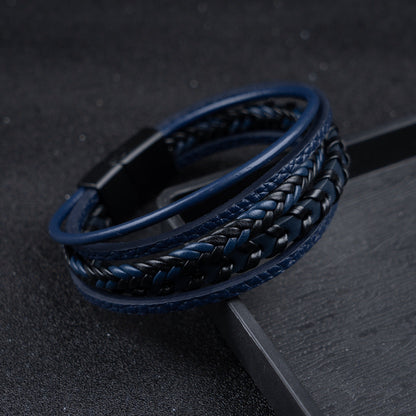 Heren Gevlochten Leren Armband