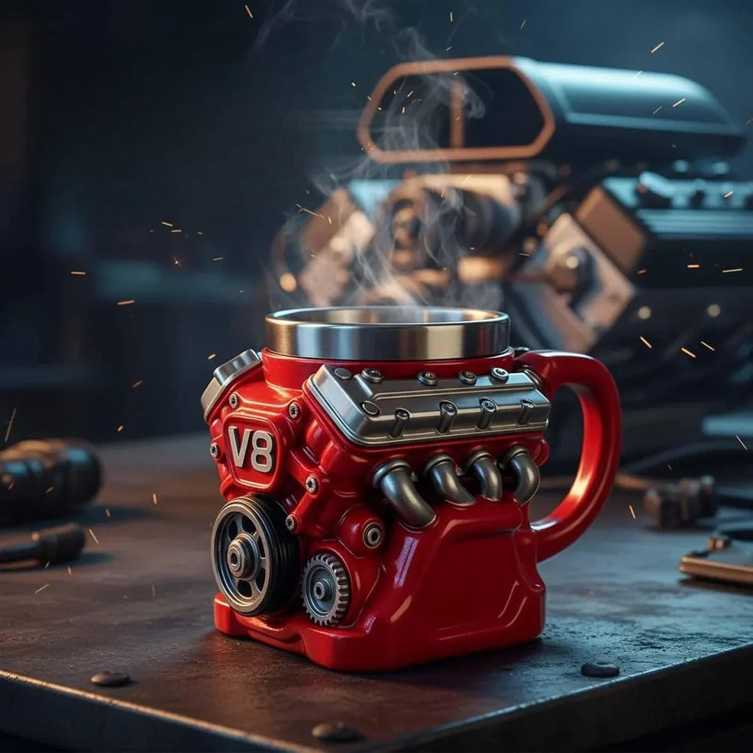 Retro V8 Motor Mok voor Autofans