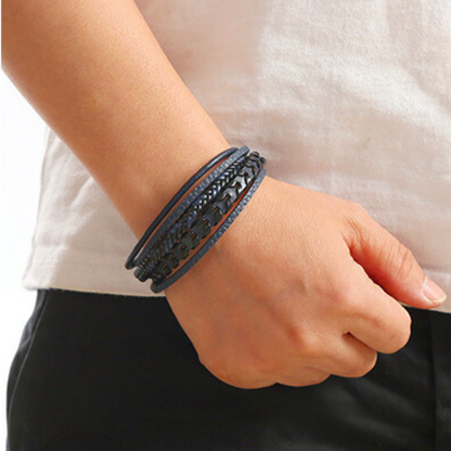 Heren Gevlochten Leren Armband