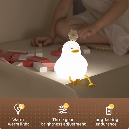 Kawaii Bloem Eend LED Squishy Nachtlampje Voor Cadeau USB Oplaadbare Eend Lamp