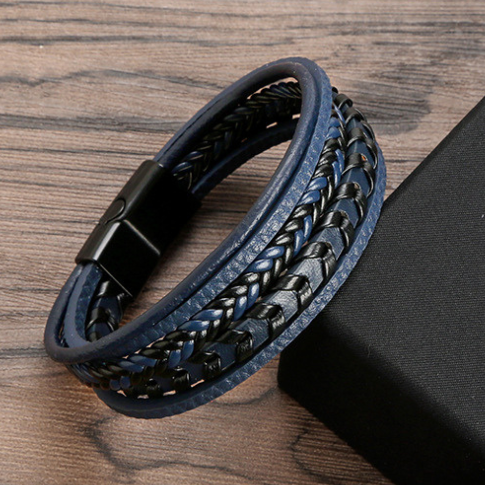 Heren Gevlochten Leren Armband
