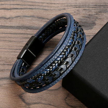Heren Gevlochten Leren Armband