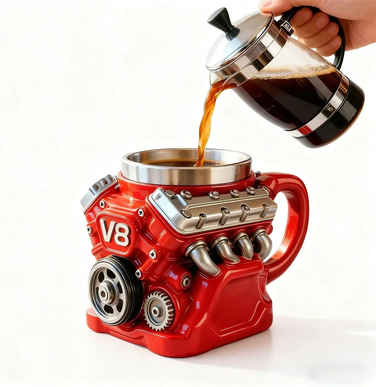 Retro V8 Motor Mok voor Autofans