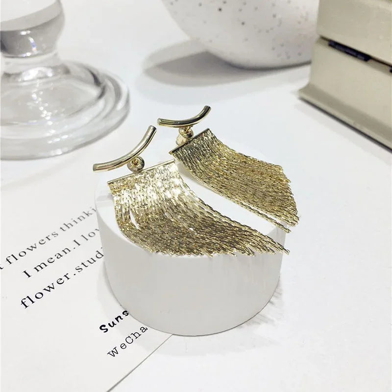 Gouden Bling Kwast Statement Oorringen