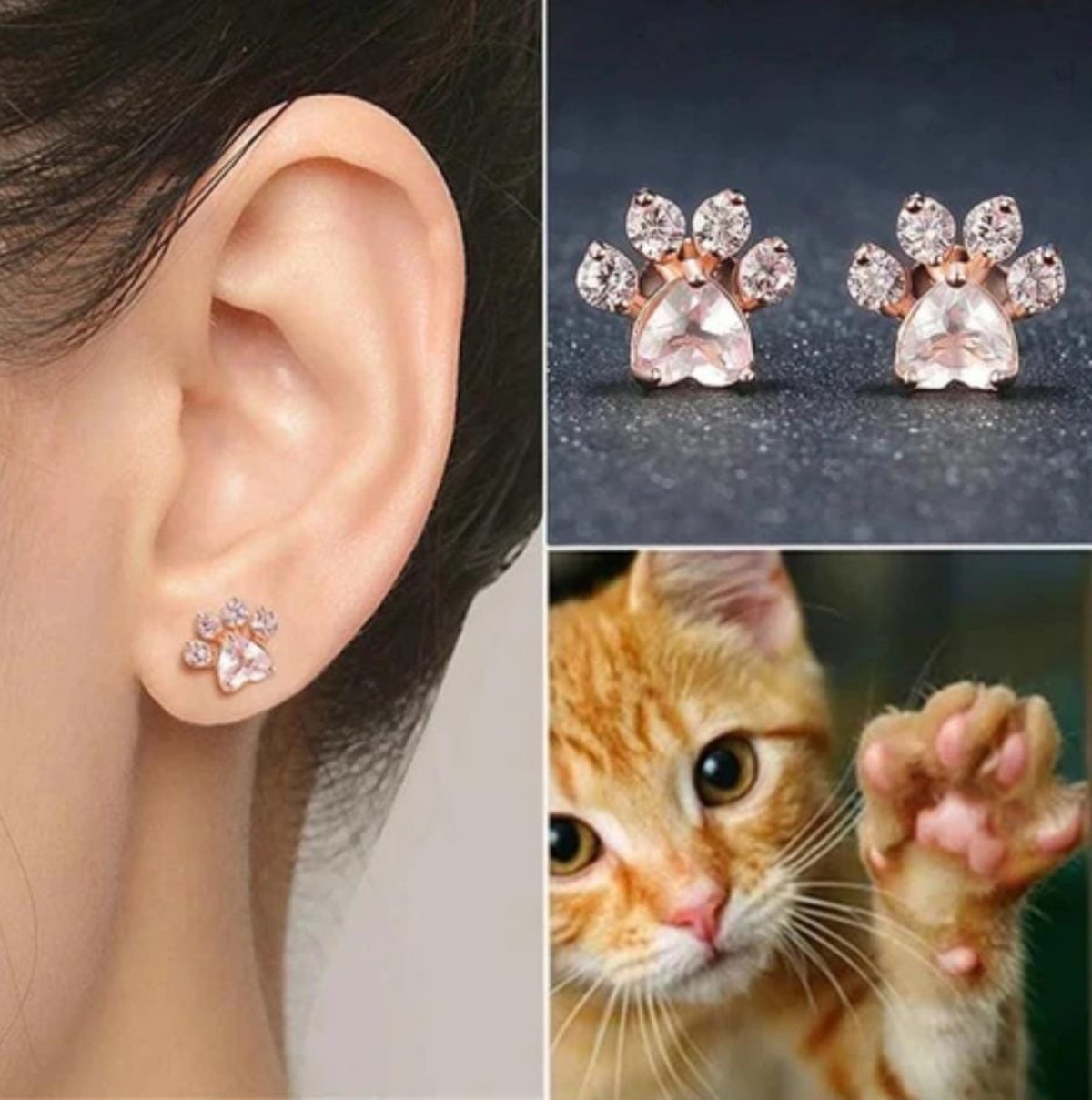 Golden Cat Paw Earrings