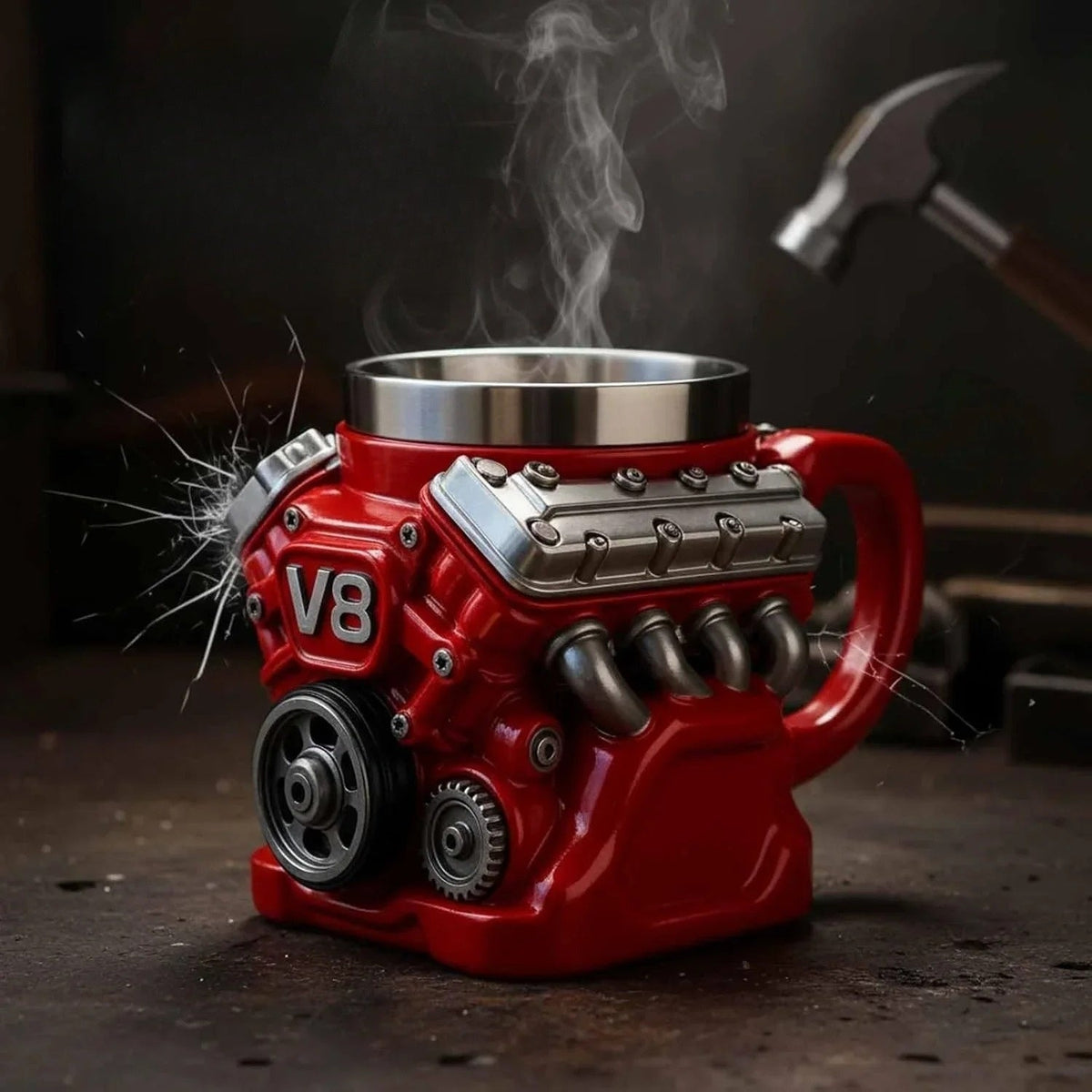 Retro V8 Motor Mok voor Autofans