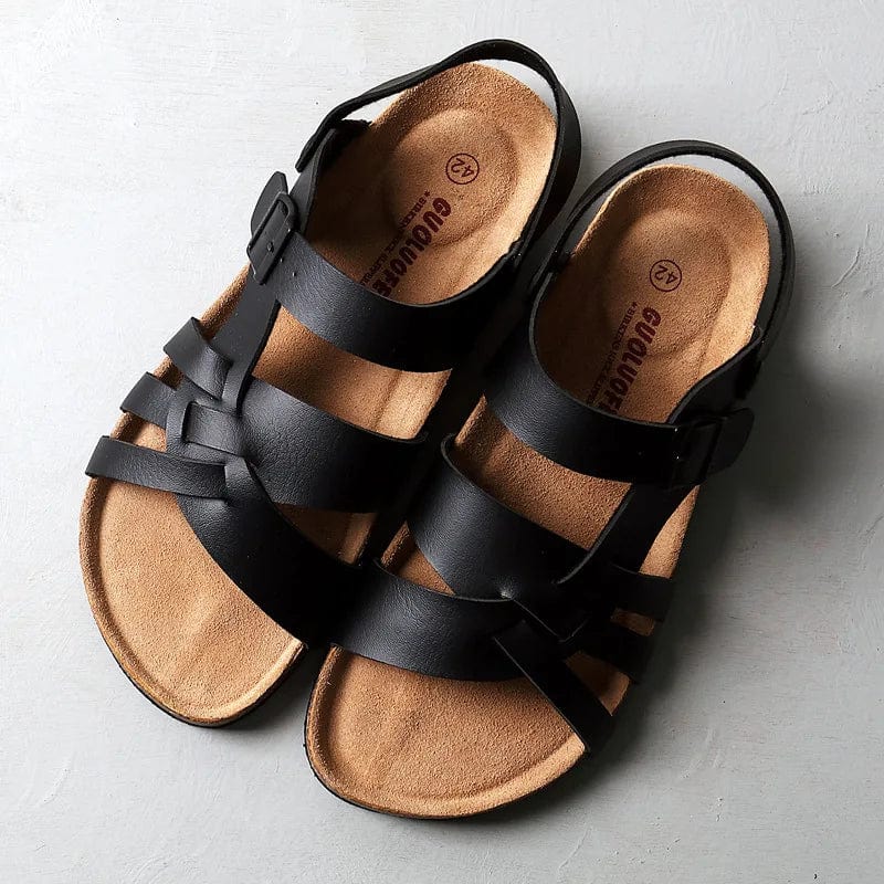 Dames Leren Sandalen Zwart