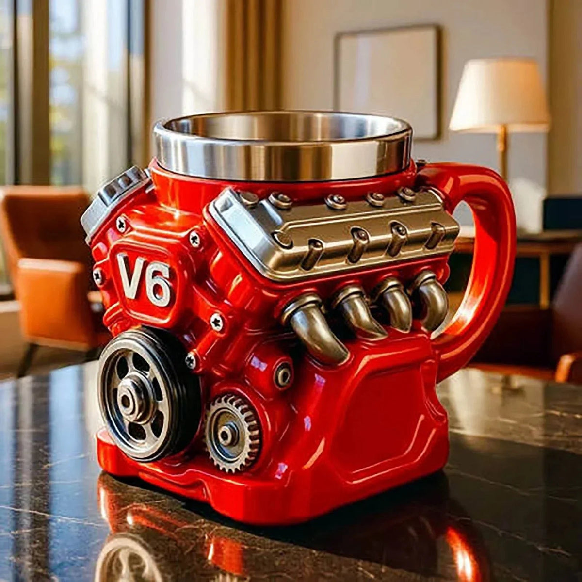Retro V8 Motor Mok voor Autofans