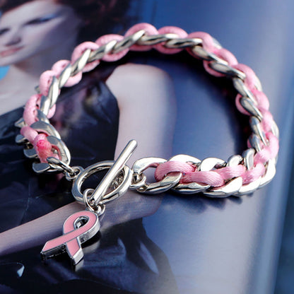 Roze Lint Bewustzijn Armband