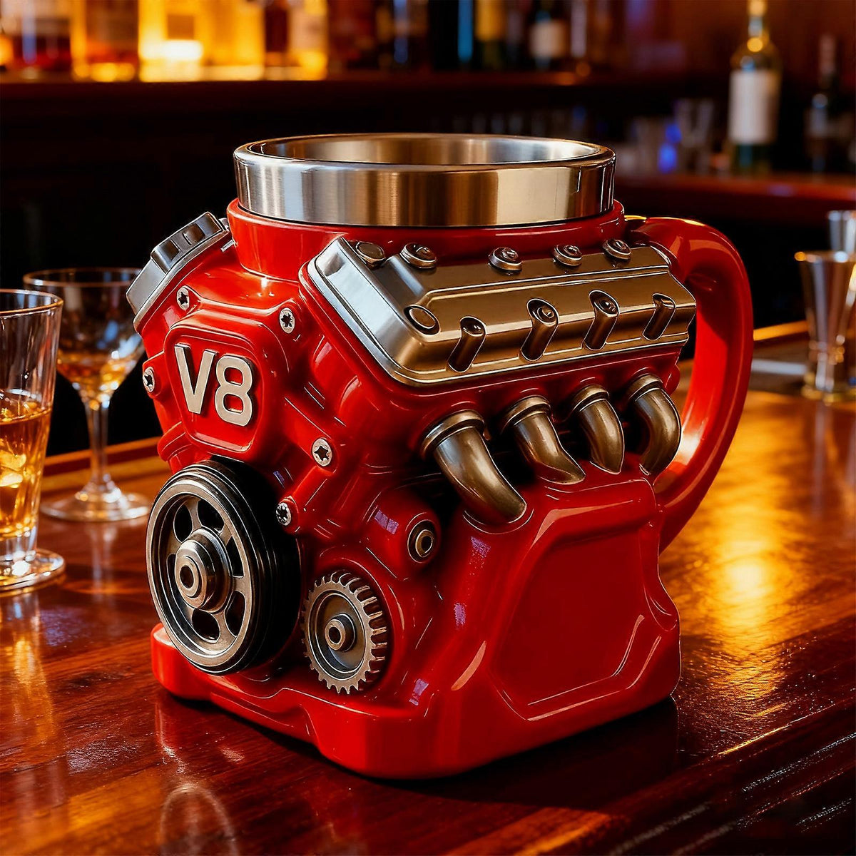 Retro V8 Motor Mok voor Autofans
