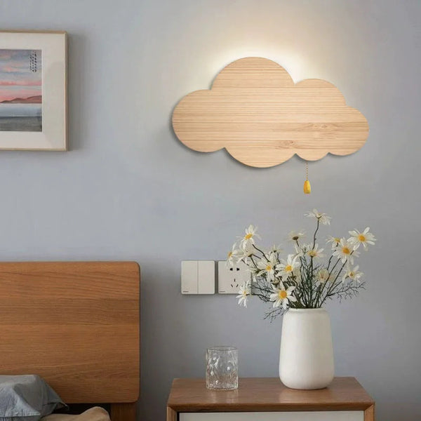 Houten Wolk LED Wandlamp Sfeervol