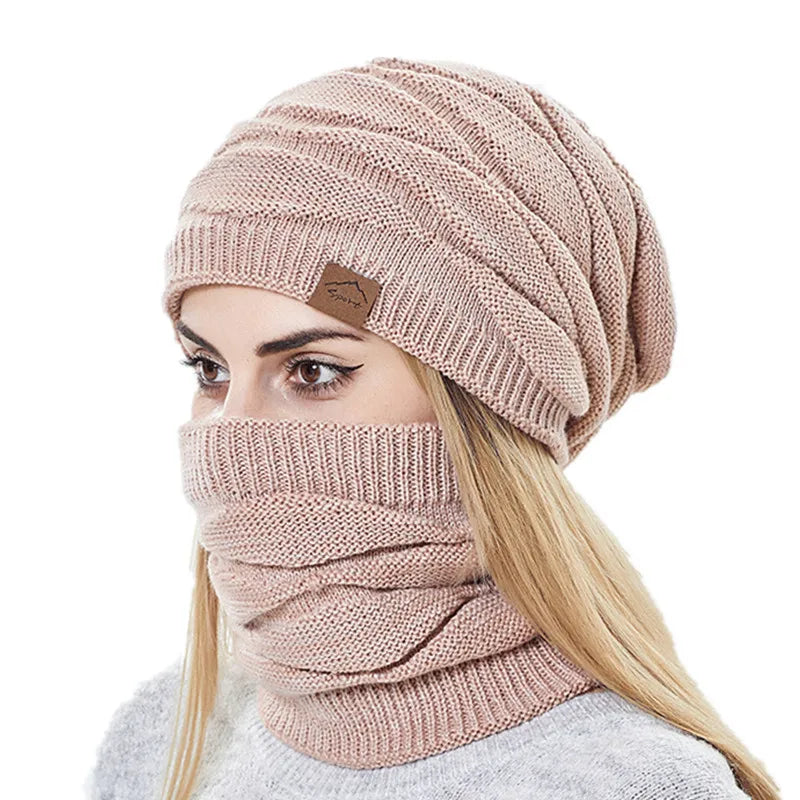 Warme Gebreide Wintermuts En Sjaal