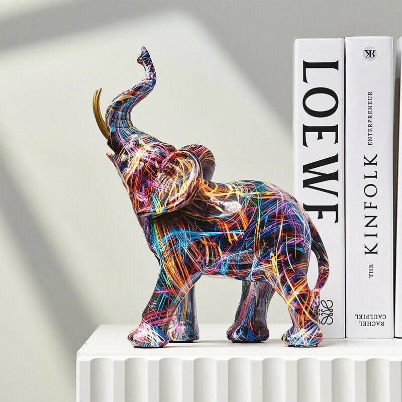 ElevaArt – Kleurrijke Graffiti Olifant Beeldje voor Moderne Kunstliefhebbers