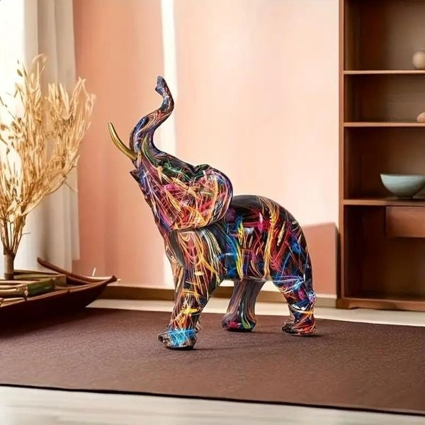 ElevaArt – Kleurrijke Graffiti Olifant Beeldje voor Moderne Kunstliefhebbers