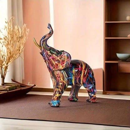 ElevaArt – Kleurrijke Graffiti Olifant Beeldje voor Moderne Kunstliefhebbers