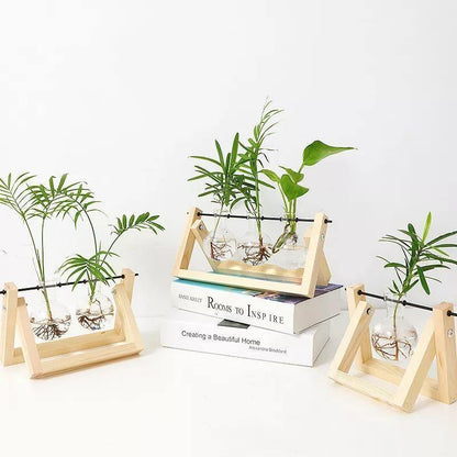 Glazen Propagatievaas met A-Frame Houten Stand
