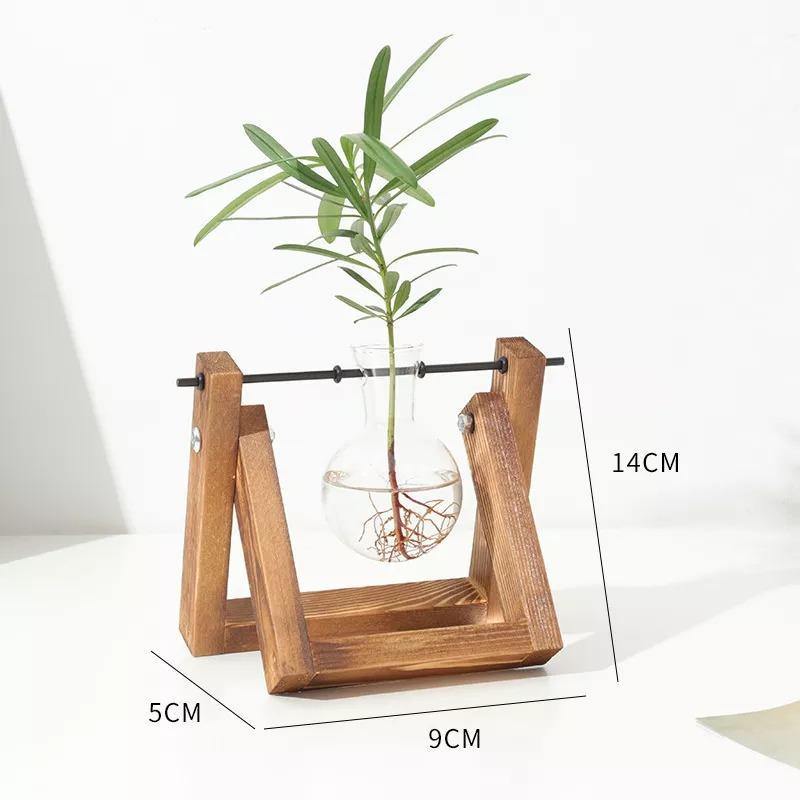 Glazen Propagatievaas met A-Frame Houten Stand