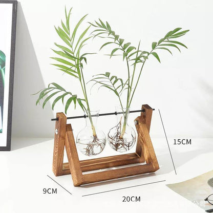 Glazen Propagatievaas met A-Frame Houten Stand