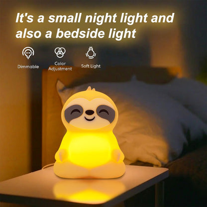Mediterende Luiaard Squishy Siliconen Rustgevende Glow Nachtlamp Zittende Pose Lamp Perfect Cadeau