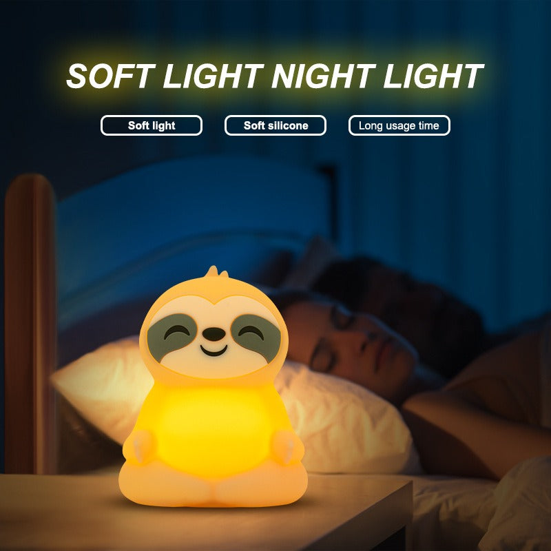 Mediterende Luiaard Squishy Siliconen Rustgevende Glow Nachtlamp Zittende Pose Lamp Perfect Cadeau
