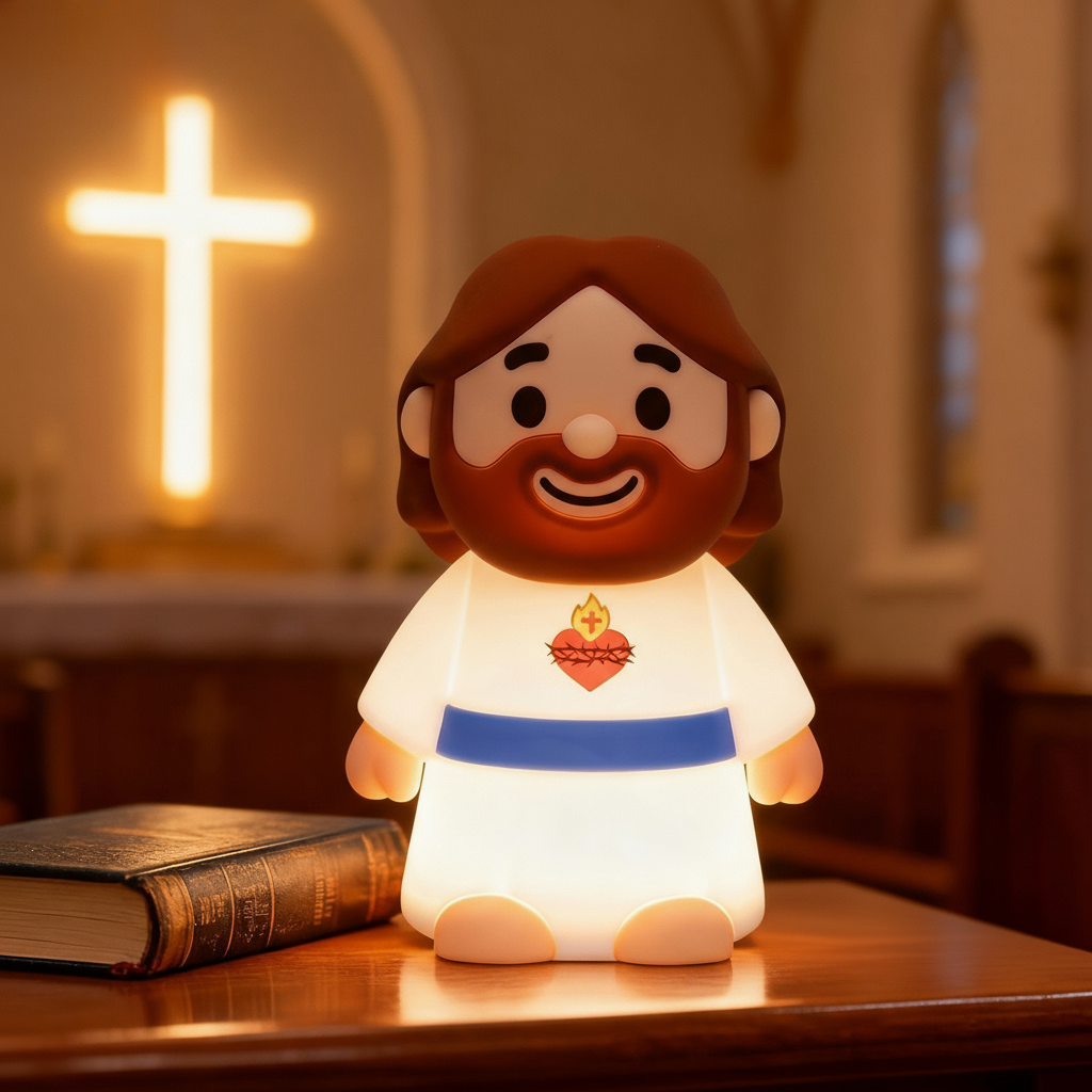 Jezus Vredige Spirituele Siliconen Squishy Nachtlampje Gebedshoek Heilige Figurenlamp voor Perfect Cadeau