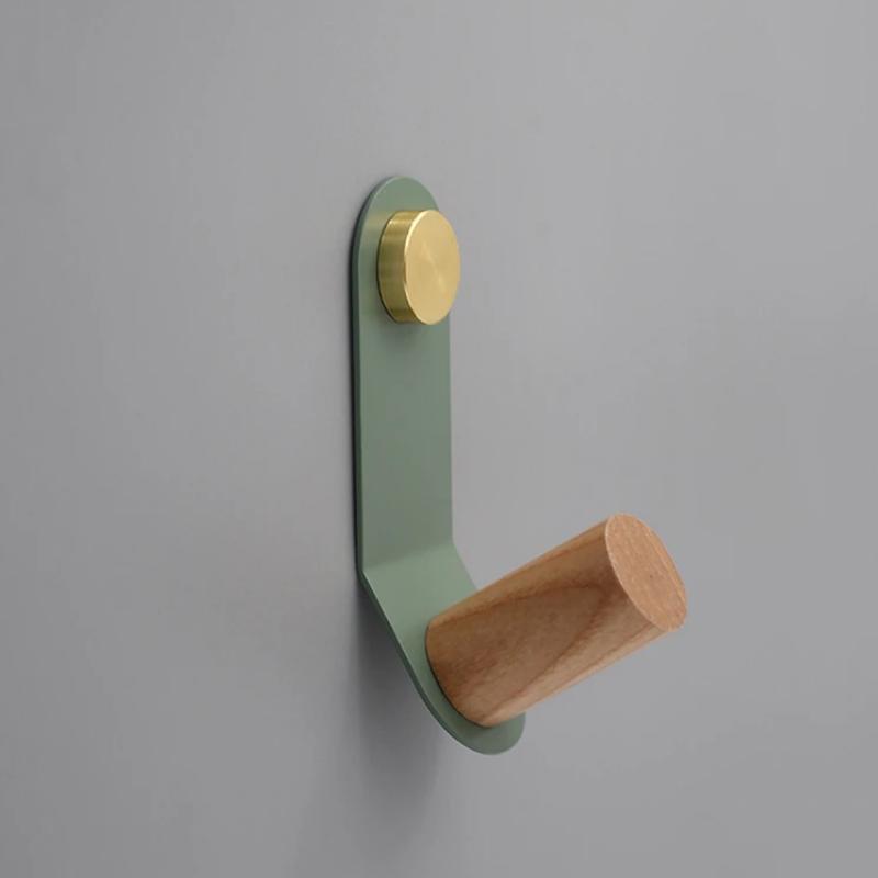ScandiHook – Minimalistische Pastel Wandhaak met Eikenhout & Messing Accent