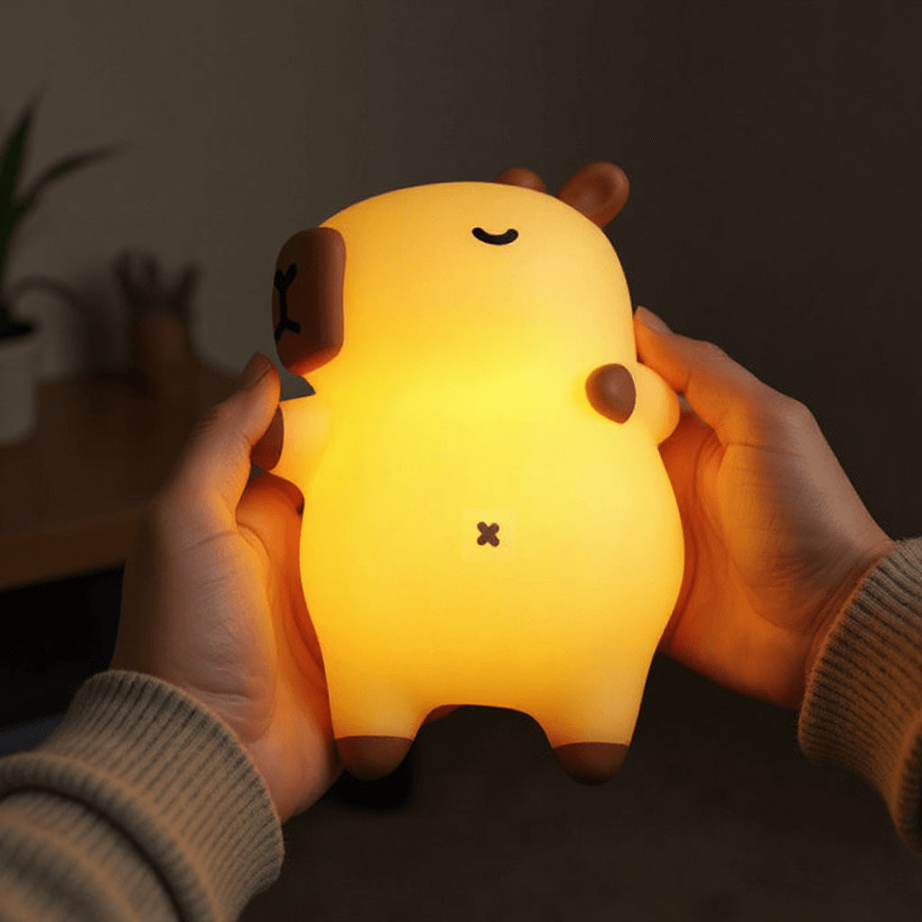 Slaapende Capybara Ademende Squishy Siliconen Compaan Geluid LED Nachtlamp Perfect Cadeau
