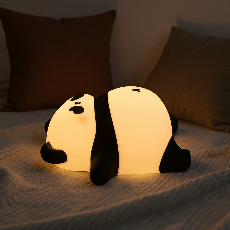 Napping Panda Ademend Squishy Silicone Compaan Geluid LED Nachtlamp Perfect Cadeau