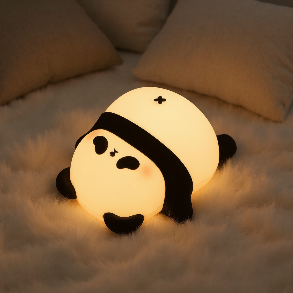 Napping Panda Ademend Squishy Silicone Compaan Geluid LED Nachtlamp Perfect Cadeau