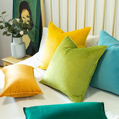 VelvetLux – Luxe Samt Kussenhoes met Flanellen Rand