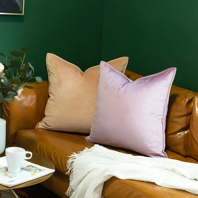 VelvetLux – Luxe Samt Kussenhoes met Flanellen Rand