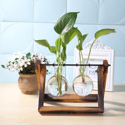 Glazen Propagatievaas met A-Frame Houten Stand
