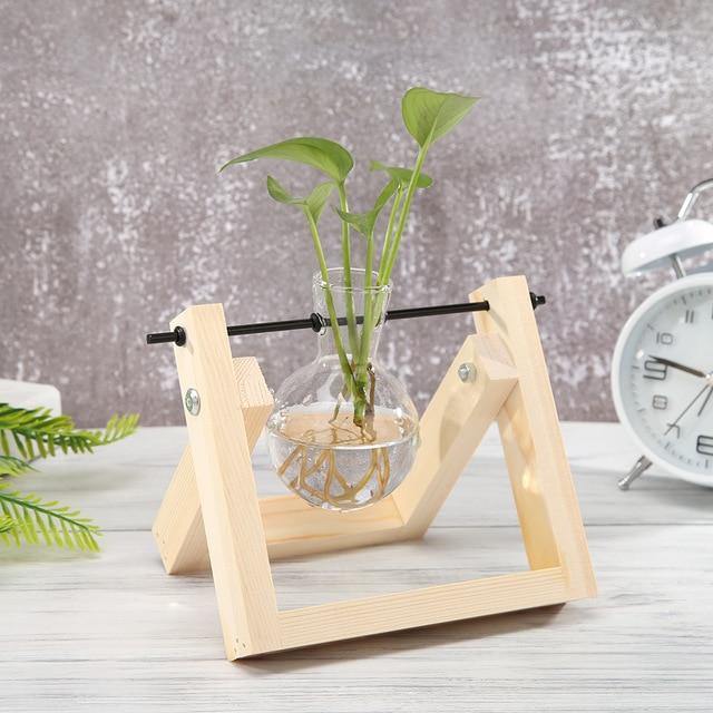 Glazen Propagatievaas met A-Frame Houten Stand