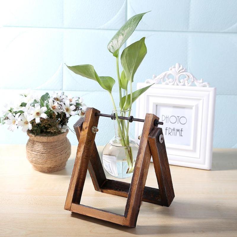 Glazen Propagatievaas met A-Frame Houten Stand