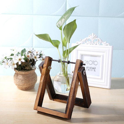 Glazen Propagatievaas met A-Frame Houten Stand