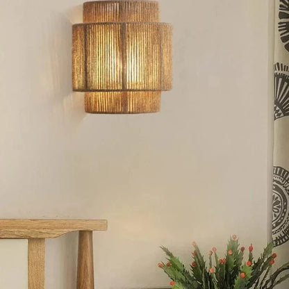 Handgeweven Rieten Bamboe Wandlamp