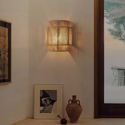 Handgeweven Rieten Bamboe Wandlamp