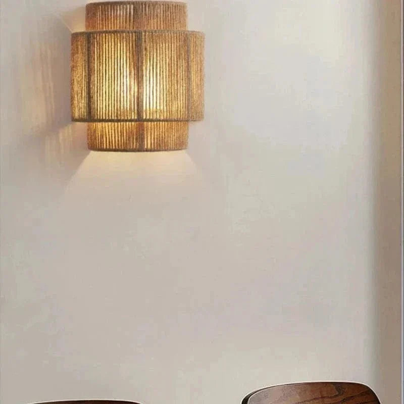 Handgeweven Rieten Bamboe Wandlamp