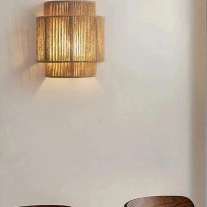 Handgeweven Rieten Bamboe Wandlamp