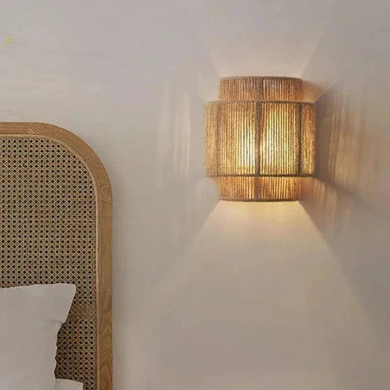 Handgeweven Rieten Bamboe Wandlamp