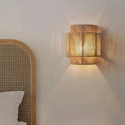 Handgeweven Rieten Bamboe Wandlamp