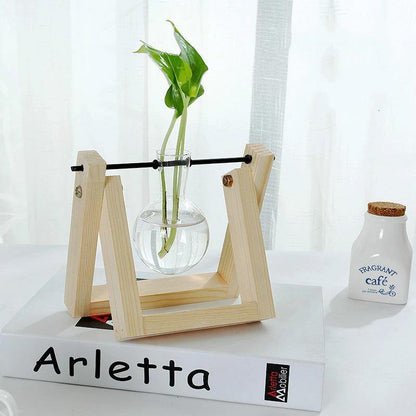 Glazen Propagatievaas met A-Frame Houten Stand