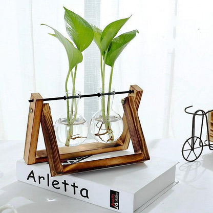 Glazen Propagatievaas met A-Frame Houten Stand