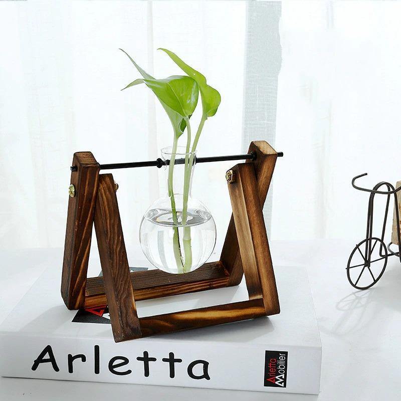 Glazen Propagatievaas met A-Frame Houten Stand